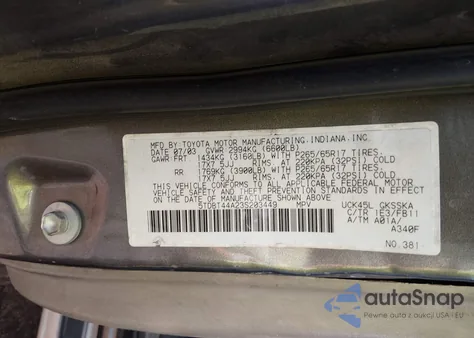 2003 Toyota Sequoia Sr5 V8 z USA, uszkodzony, nr VIN 5TDBT44A23S203449